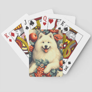 Niedliche Samoyed Floral Malerei Spielkarten