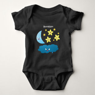Niedliche Sänger, Mond und Cloud-Cartoon Baby Strampler
