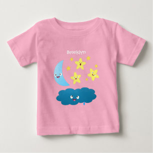 Niedliche Sänger, Mond und Cloud-Cartoon Baby T-shirt