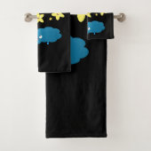 Niedliche Sänger, Mond und Cloud-Cartoon Badhandtuch Set (Insitu)