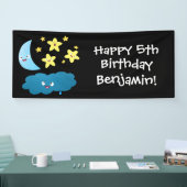 Niedliche Sänger, Mond und Cloud-Cartoon Banner (Messe)
