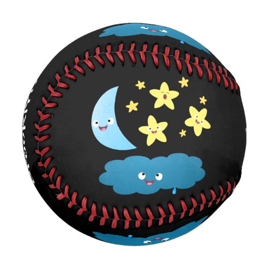 Niedliche Sänger, Mond und Cloud-Cartoon Baseball (Vorderseite Links)