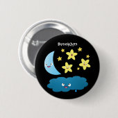 Niedliche Sänger, Mond und Cloud-Cartoon Button (Vorne & Hinten)