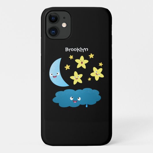 Niedliche Sänger, Mond und Cloud-Cartoon Case-Mate iPhone Hülle (Rückseite)