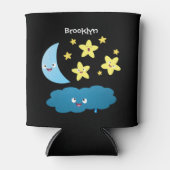 Niedliche Sänger, Mond und Cloud-Cartoon Dosenkühler (Vorderseite)