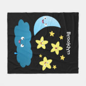 Niedliche Sänger, Mond und Cloud-Cartoon Fleecedecke (Vorderseite (Horizontal))