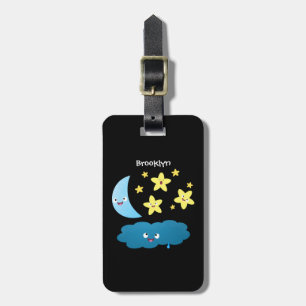 Niedliche Sänger, Mond und Cloud-Cartoon Gepäckanhänger