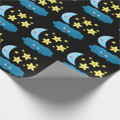 Niedliche Sänger, Mond und Cloud-Cartoon Geschenkpapier (Ecke)