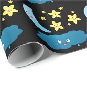 Niedliche Sänger, Mond und Cloud-Cartoon Geschenkpapier (Rolleneckpunkt)