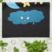 Niedliche Sänger, Mond und Cloud-Cartoon Geschirrtuch (Gefaltet)