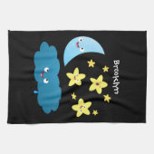 Niedliche Sänger, Mond und Cloud-Cartoon Geschirrtuch (Horizontal)