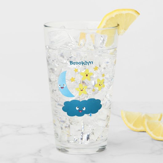 Niedliche Sänger, Mond und Cloud-Cartoon Glas (Rückseite Ice)