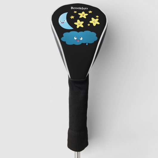 Niedliche Sänger, Mond und Cloud-Cartoon Golf Headcover (Vorderseite)