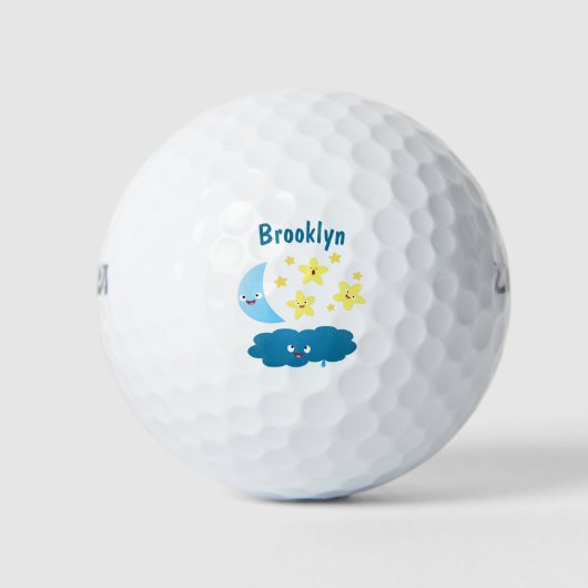 Niedliche Sänger, Mond und Cloud-Cartoon Golfball (Vorderseite)