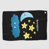 Niedliche Sänger, Mond und Cloud-Cartoon Golfhandtuch (Horizontal)