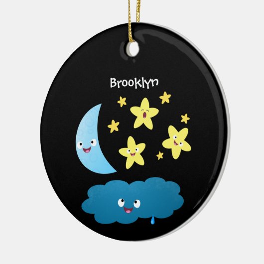 Niedliche Sänger, Mond und Cloud-Cartoon Keramik Ornament (Links)