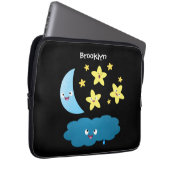 Niedliche Sänger, Mond und Cloud-Cartoon Laptopschutzhülle (Vorne Rechts)