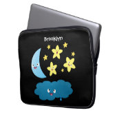 Niedliche Sänger, Mond und Cloud-Cartoon Laptopschutzhülle (Vorderseite Links)