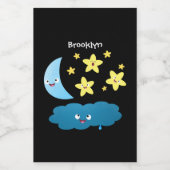 Niedliche Sänger, Mond und Cloud-Cartoon Lebensmitteletikett (Einzelnes Label)