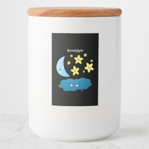 Niedliche Sänger, Mond und Cloud-Cartoon Lebensmitteletikett