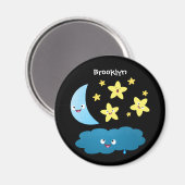 Niedliche Sänger, Mond und Cloud-Cartoon Magnet (Vorderseite/Rückseite)