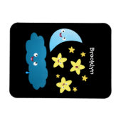 Niedliche Sänger, Mond und Cloud-Cartoon Magnet (Horizontal)