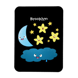 Niedliche Sänger, Mond und Cloud-Cartoon Magnet