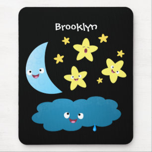 Niedliche Sänger, Mond und Cloud-Cartoon Mousepad