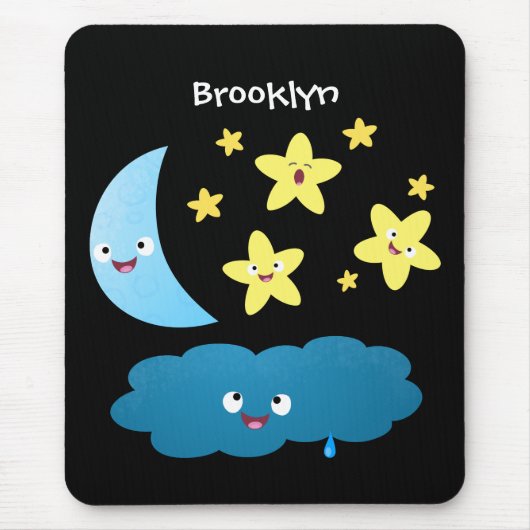 Niedliche Sänger, Mond und Cloud-Cartoon Mousepad (Vorne)