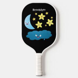 Niedliche Sänger, Mond und Cloud-Cartoon Pickleball Schläger