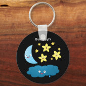 Niedliche Sänger, Mond und Cloud-Cartoon Schlüsselanhänger (Vorderseite)
