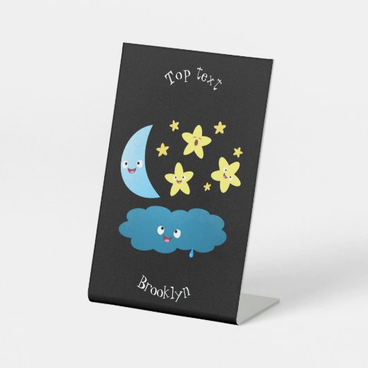 Niedliche Sänger, Mond und Cloud-Cartoon Sockelschild (Vorderseite)