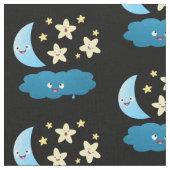 Niedliche Sänger, Mond und Cloud-Cartoon Stoff (Nahaufnahme)