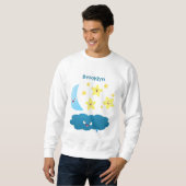 Niedliche Sänger, Mond und Cloud-Cartoon Sweatshirt (Vorne ganz)