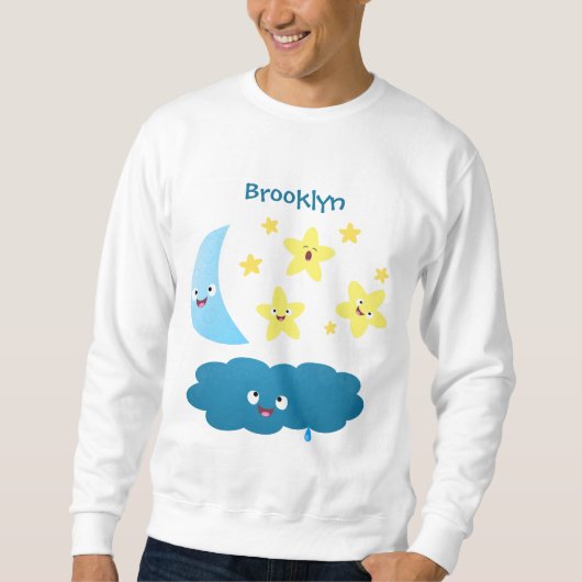 Niedliche Sänger, Mond und Cloud-Cartoon Sweatshirt (Vorderseite)