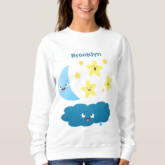 Niedliche Sänger, Mond und Cloud-Cartoon Sweatshirt (Vorderseite)