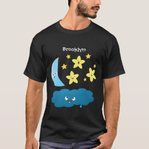 Niedliche Sänger, Mond und Cloud-Cartoon T-Shirt