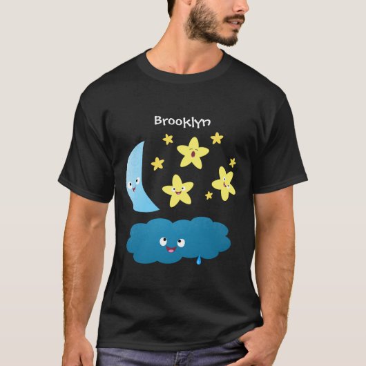 Niedliche Sänger, Mond und Cloud-Cartoon T-Shirt (Vorderseite)