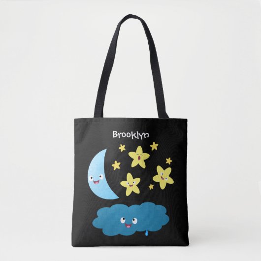 Niedliche Sänger, Mond und Cloud-Cartoon Tasche (Vorderseite)