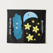 Niedliche Sänger, Mond und Cloud-Cartoon Wandteppich (Vorderseite (Horizontal))