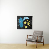 Niedliche Sänger, Mond und Cloud-Cartoon Wandteppich (Beispiel (Horizontal))