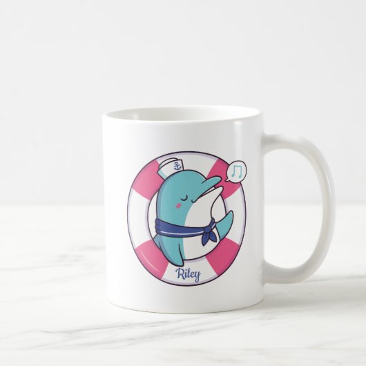 Niedliche Sängerin Dolphin, Personalisiert Kaffeetasse (Rechts)