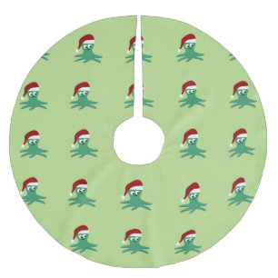 Niedliche Sankt-Krake Polyester Weihnachtsbaumdecke