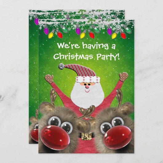 Niedliche Sankt u. flaumiges Rudolphs Einladung (Vorne/Hinten)