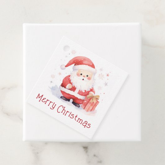 Niedliche Santa Aquarellbild Frohe Weihnachten Geschenkanhänger (Beispiel)