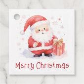 Niedliche Santa Aquarellbild Frohe Weihnachten Geschenkanhänger (Vorderseite)