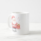 Niedliche Santa Aqucolor-Abbildung Weihnachtsname Kaffeetasse (Vorderseite Links)