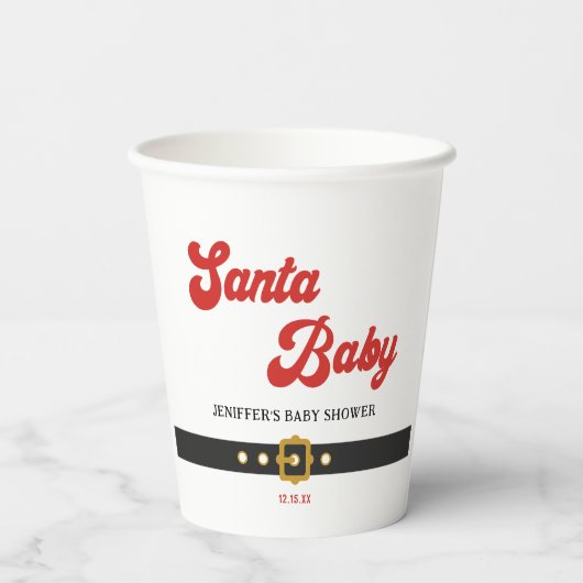Niedliche Santa Baby Holiday Kinderdusche Pappbecher (Rückseite)