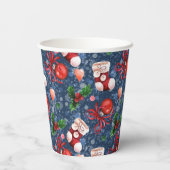 Niedliche Santa Boots Balls Red Holly Berries Weih Pappbecher (Rückseite)