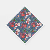 Niedliche Santa Boots Balls Red Holly Berries Weih Serviette (Ecke)